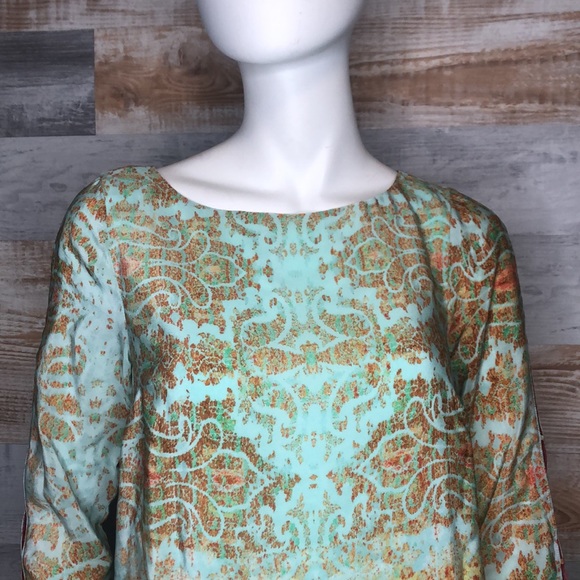 Anthro Maeve Cleome Silk Ombre Print Dress - Picture 4 of 8